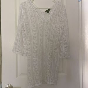 CLUB Z WHITE SLEEVE STRETCH BIKINI COVER-UP DRESS